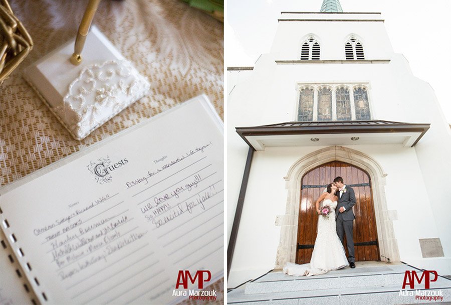 Guest Book at Reynolda Presbyterian Church. Winston Salem wedding photographer Aura Marzouk Photography.