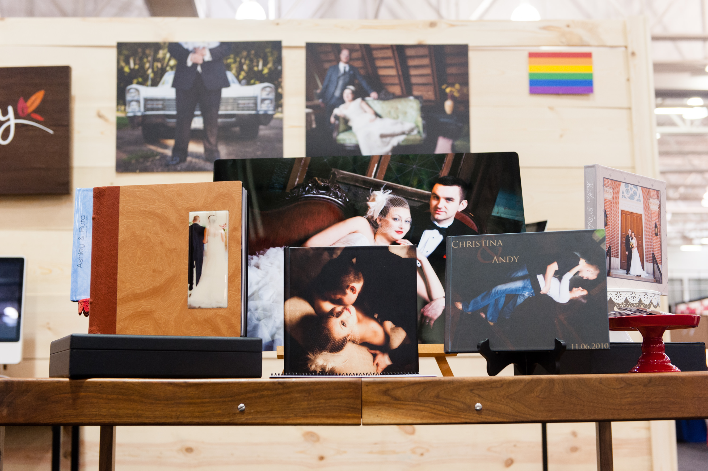 Firelily Photography Madison, WI 2017 Winter Bridal Show Booth | Beautiful custom wedding album display