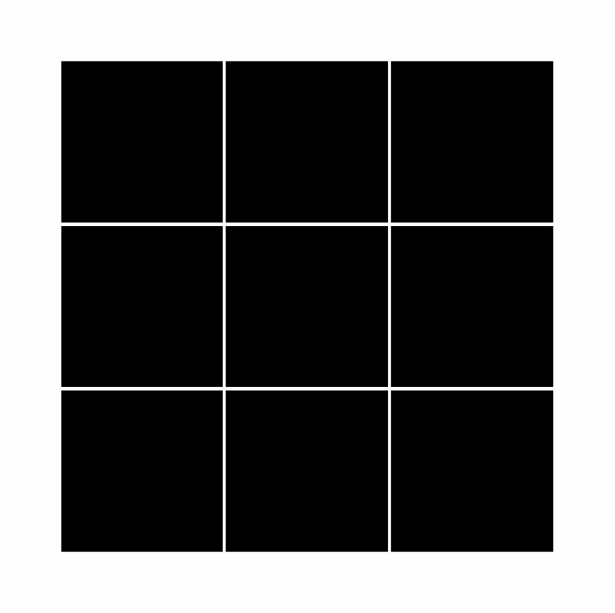8x8 Square-9 Squares-  Mounted Storyboard