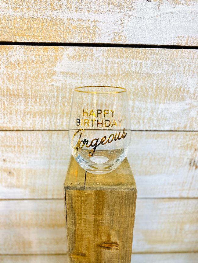 Happy Birthday Wine Glass