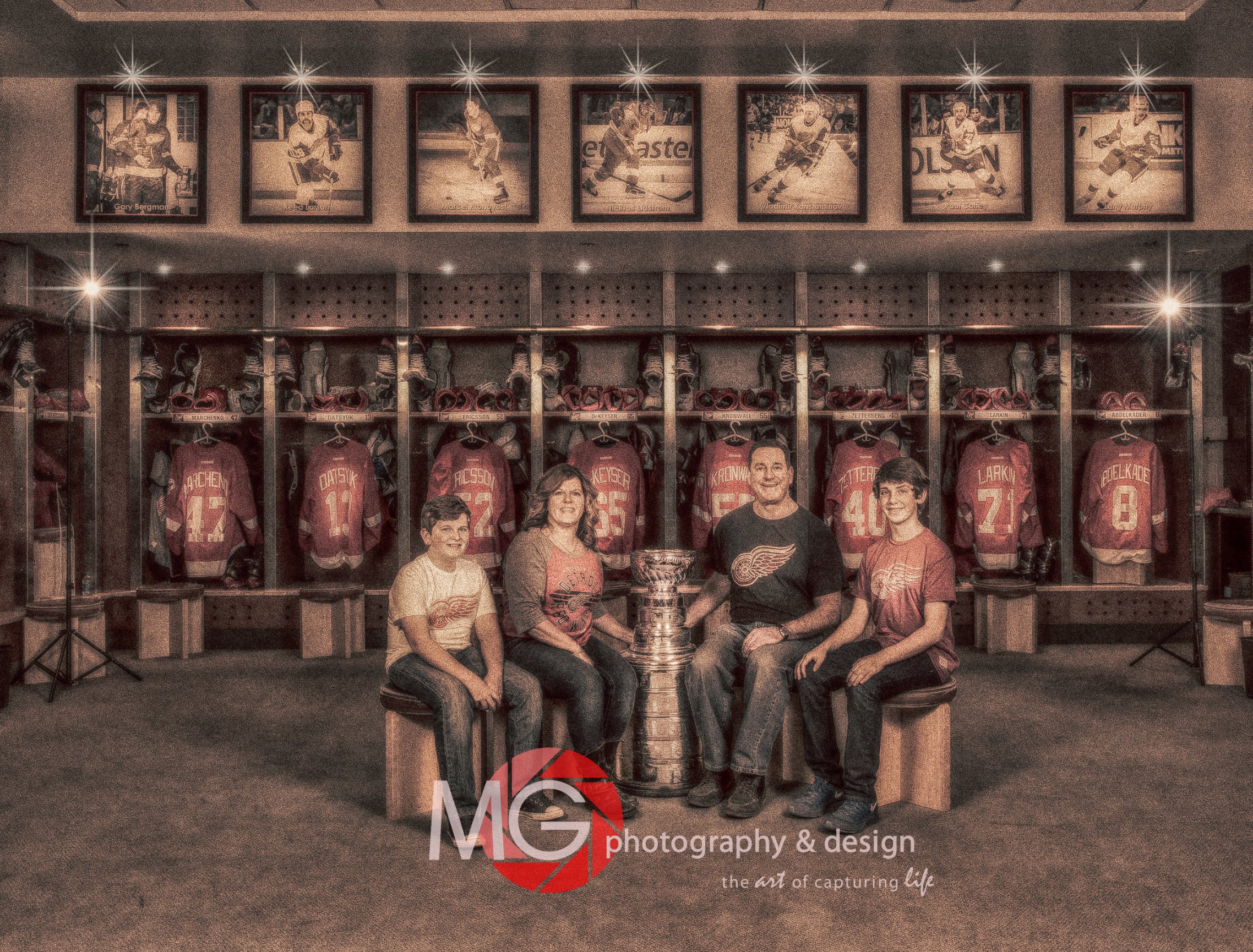 Detroit Red Wings Locker Room Family Photo Session Mg