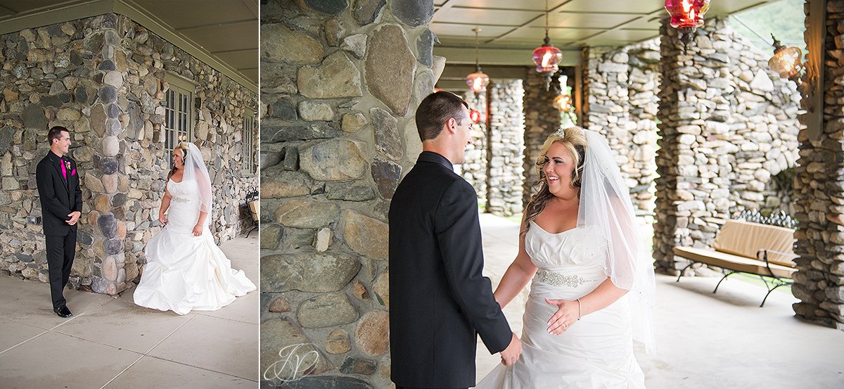 cute first look with bride and groom