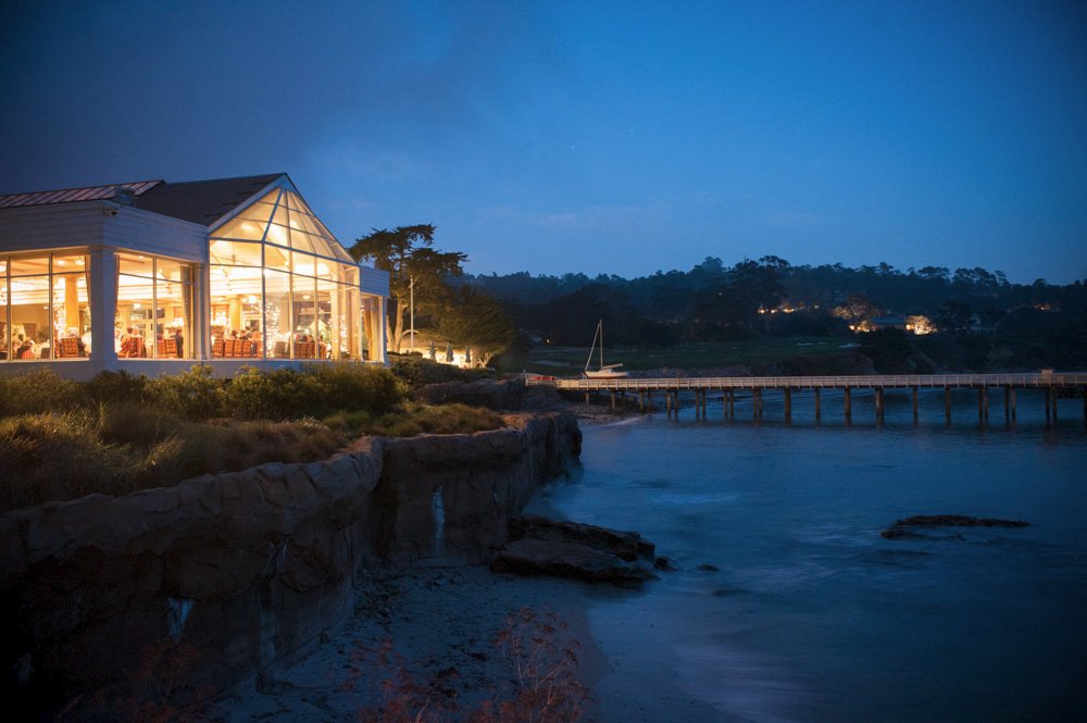 Beach Club wedding reception with view of  Pebble Beach