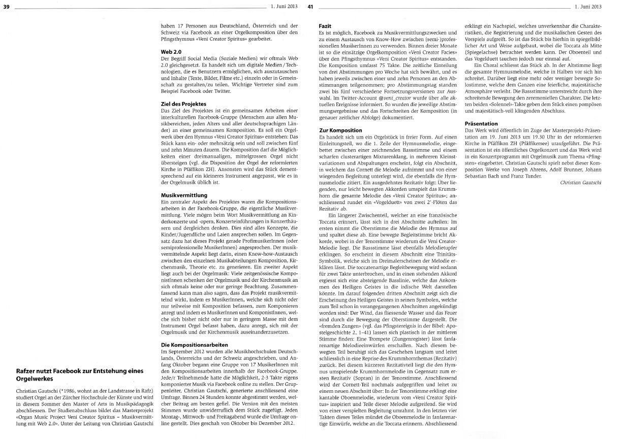 Rafzer Weibel vom 1. Juni 2013