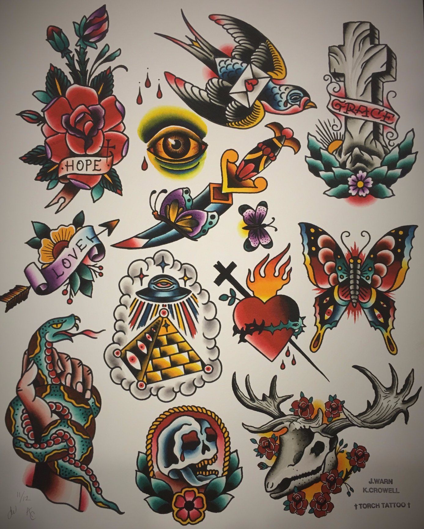 The Last of Us Tattoo Flash Sheet Art Print 11x8.5 