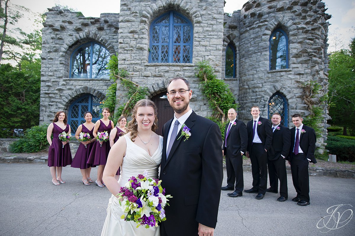 bridal party in front of beardlee castle, bridal party photo, beardslee castle outside ceremony, capital region wedding photographers, albany wedding photographer