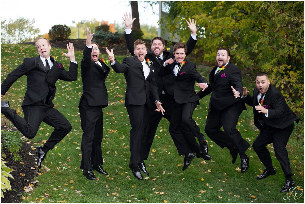 silly groomsmen portrait glen sanders mansion wedding