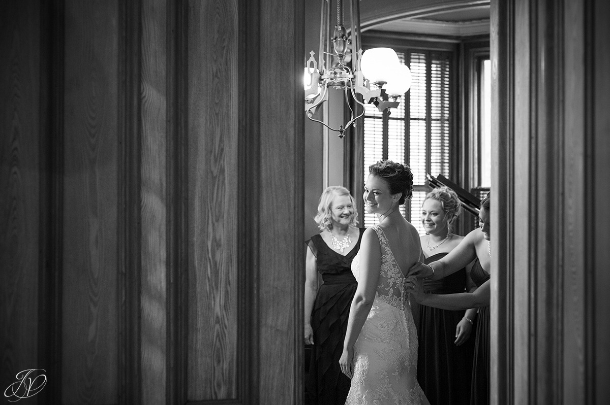 intimate view of bride getting ready
