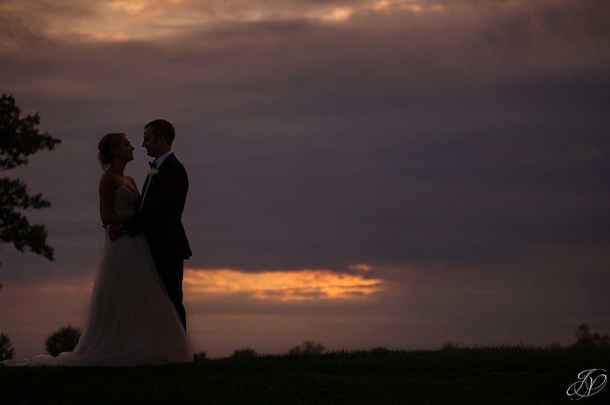 sunset bride and groom saratoga national silhouette