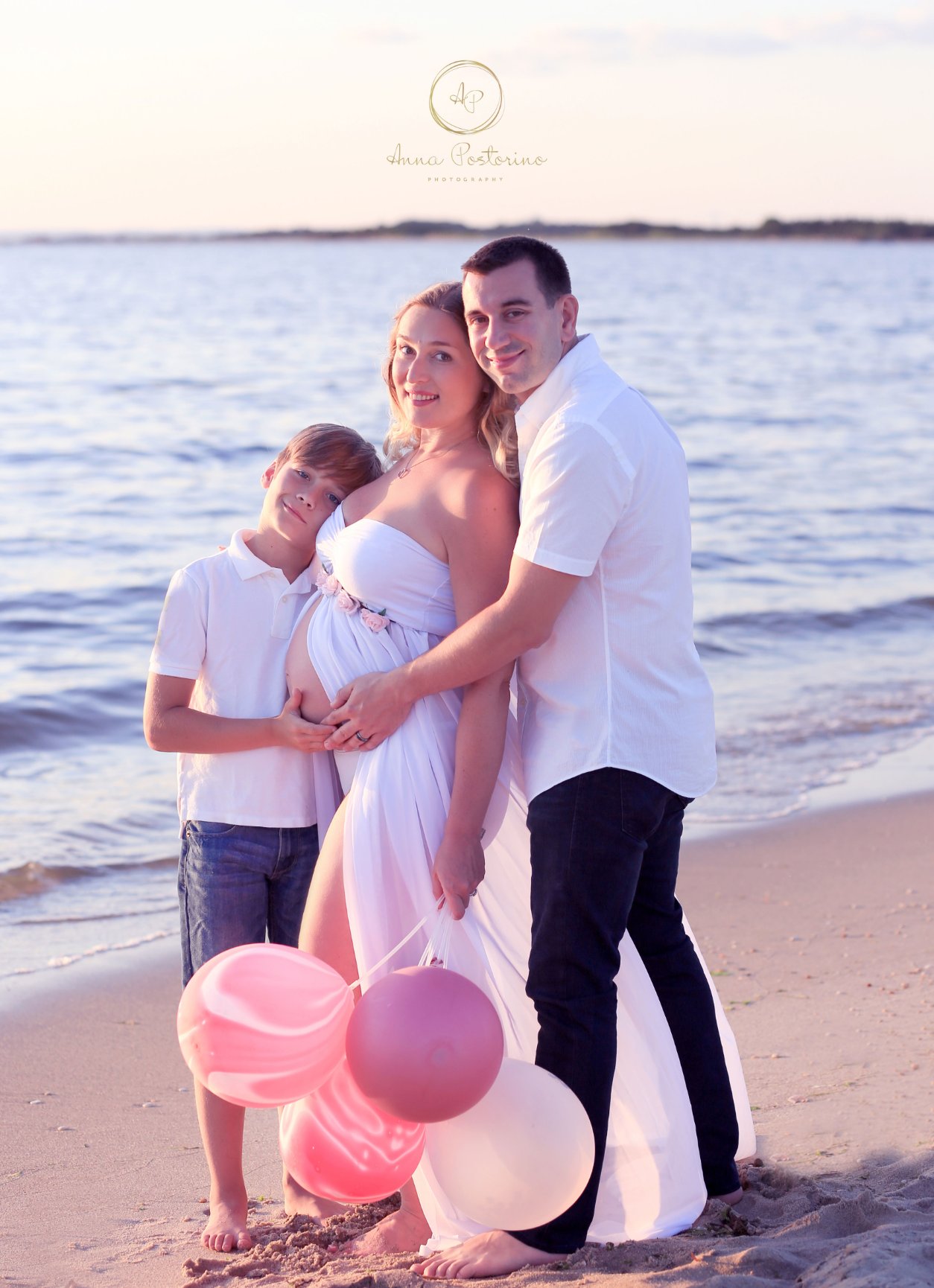 Studio and Sunset Beach Maternity Session With Expecting Parents