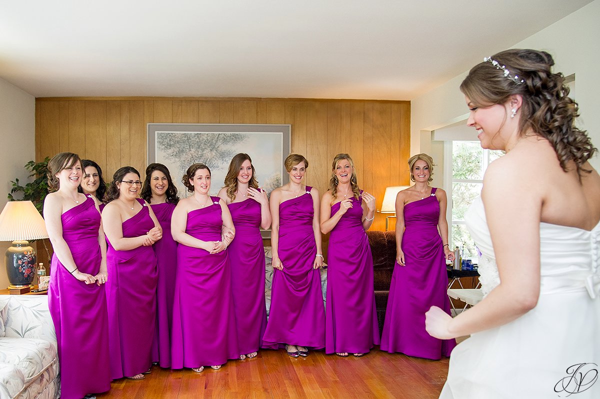 fun first look idea with bridesmaids