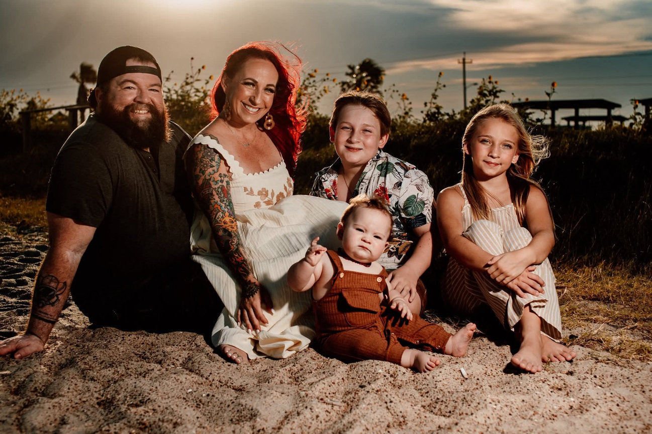 Outdoor family portrait at sunset by Austin family photographer Texas Vogue Photography.