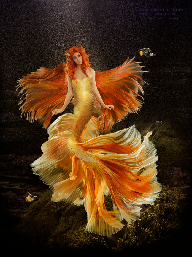 Composite image of a women mermaid.