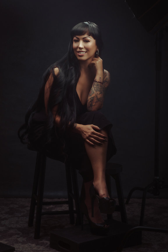 Studio portrait in Las Vegas with Adam Trujillo. Strong woman empowerment and emotion in each photo.