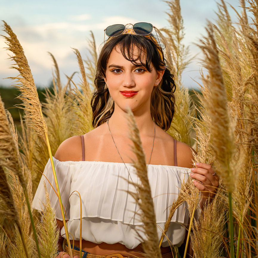 Bespoke editorial senior portrait at Spring Creek Greenway, The Woodlands TX, autumn light fine art by Swartz Portraits