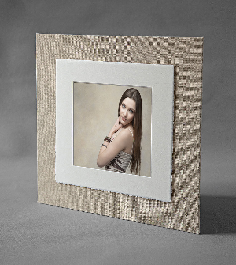 fine art portrait print with matted deckled edge presentation displayed as a specialty print product