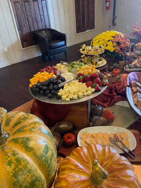 Autumn buffet with a variety of fresh fruits