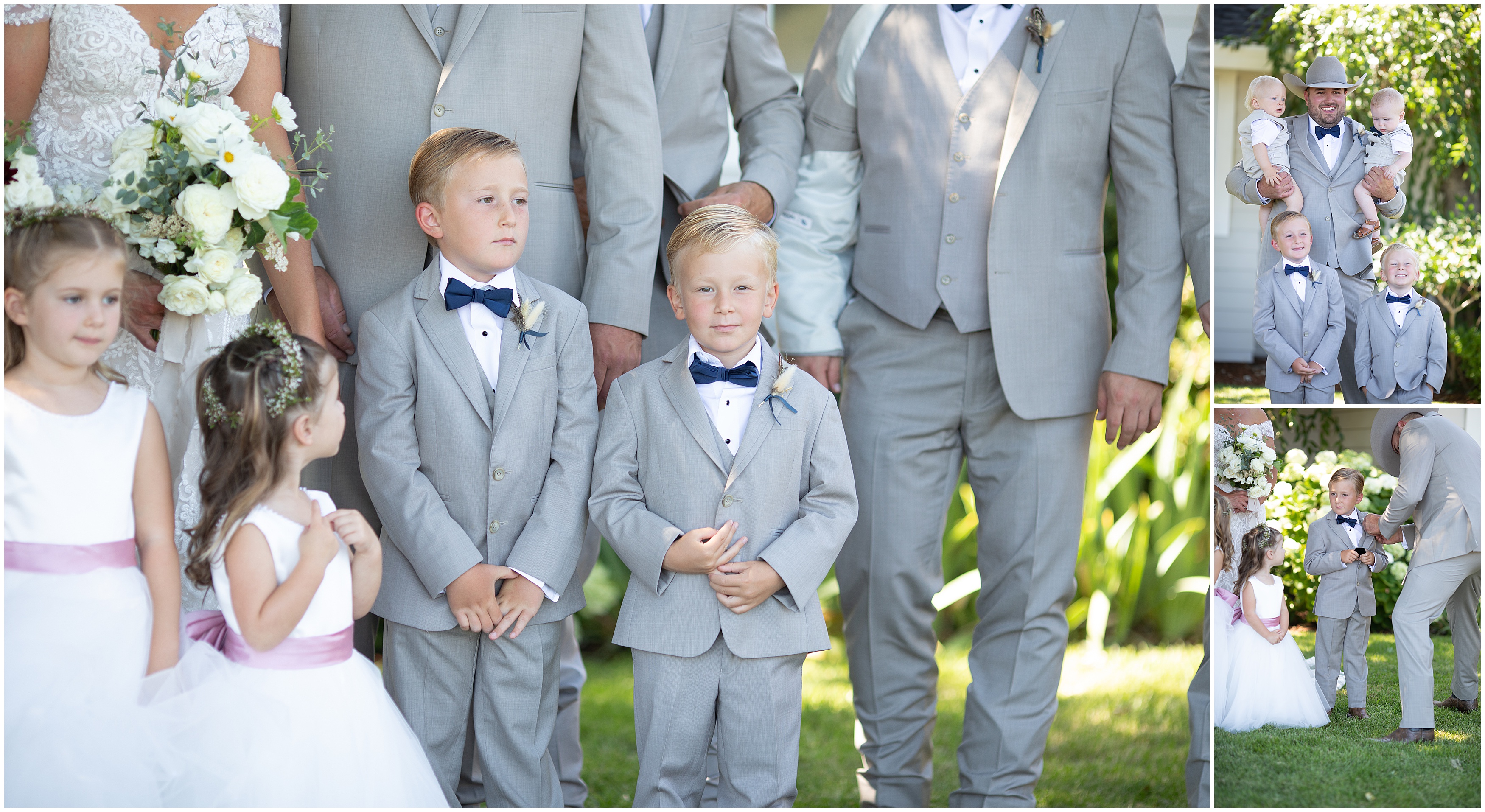 Family portraits at a wedding