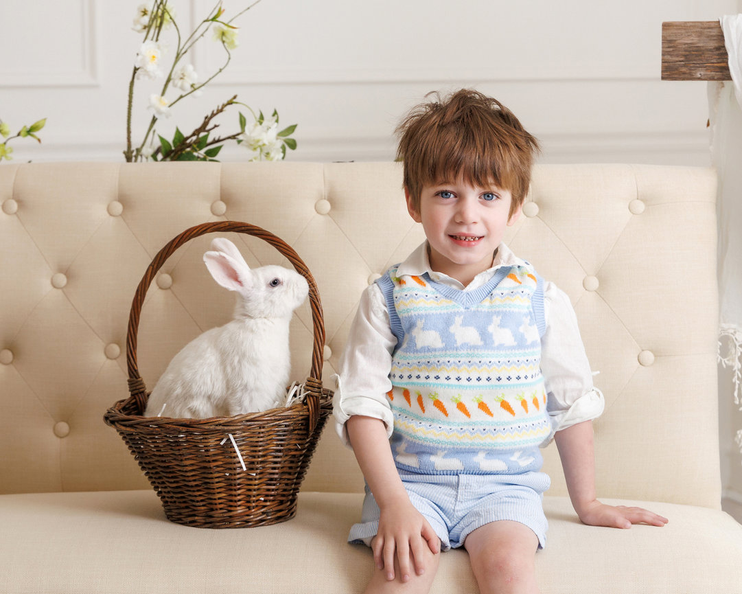 Timeless spring portrait of child with Easter Bunny in Clarksville Tennessee