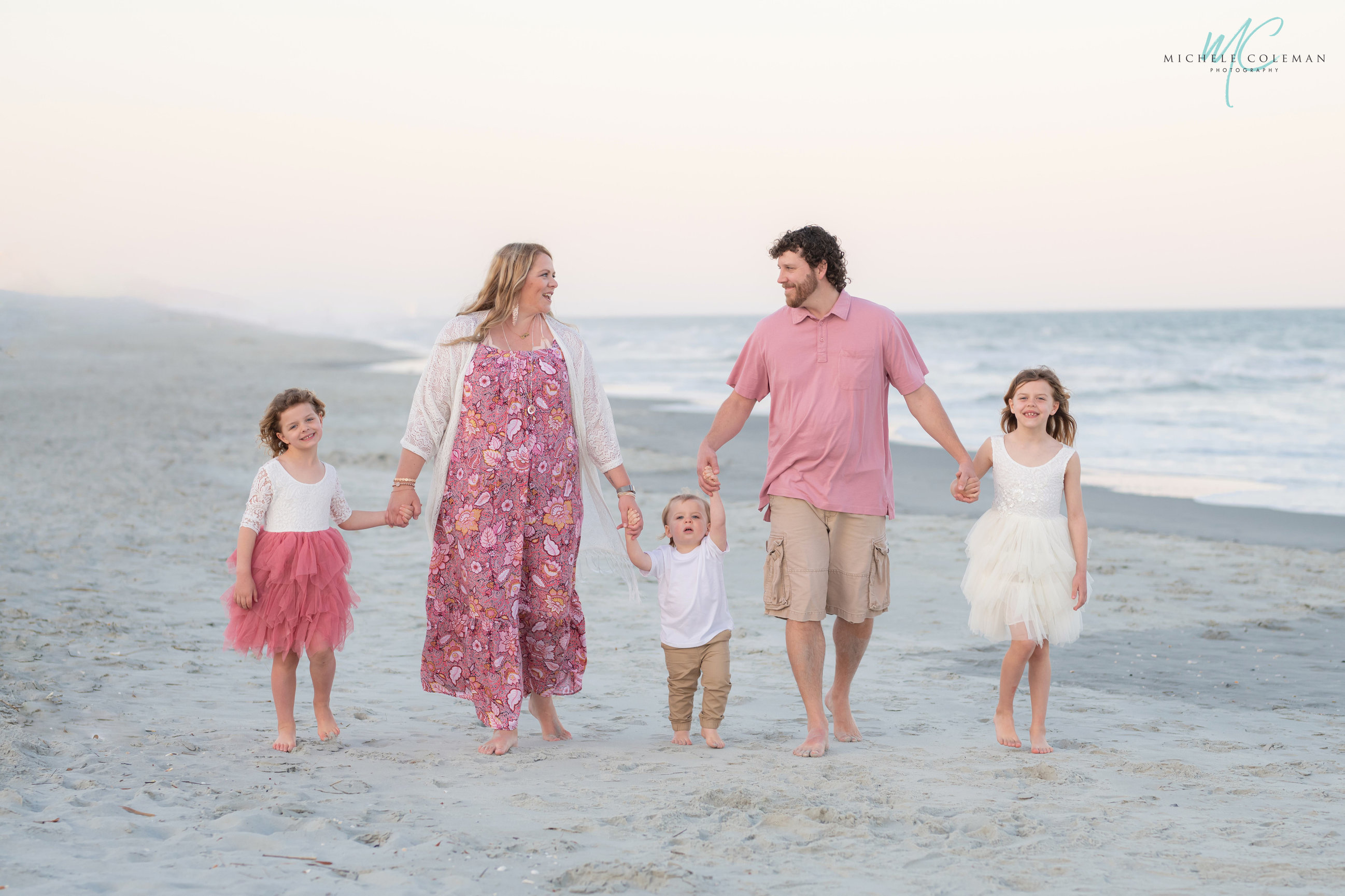 Family of 5 Beach Portraits in Surfside Beach South Carolina Michele Coleman Photography
