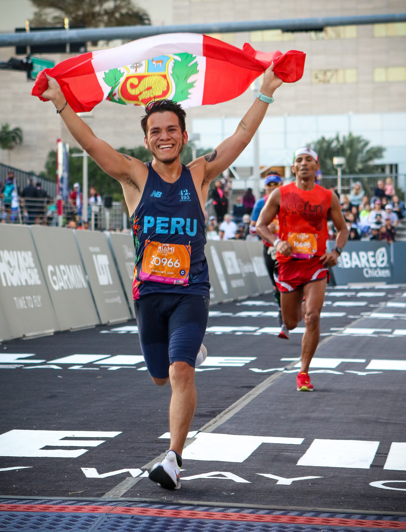 Marathon finisher celebrating