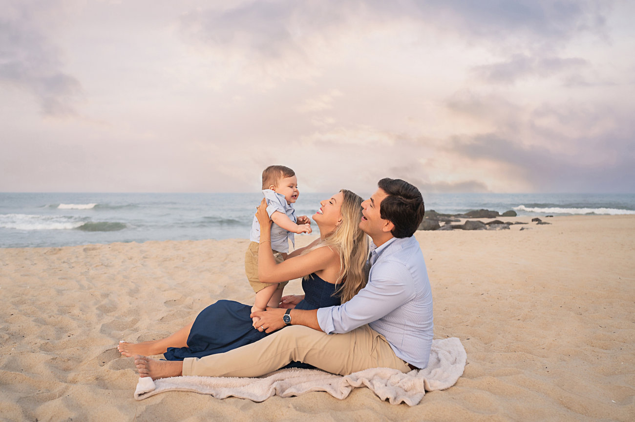 Organic moment of connection captured during beach play