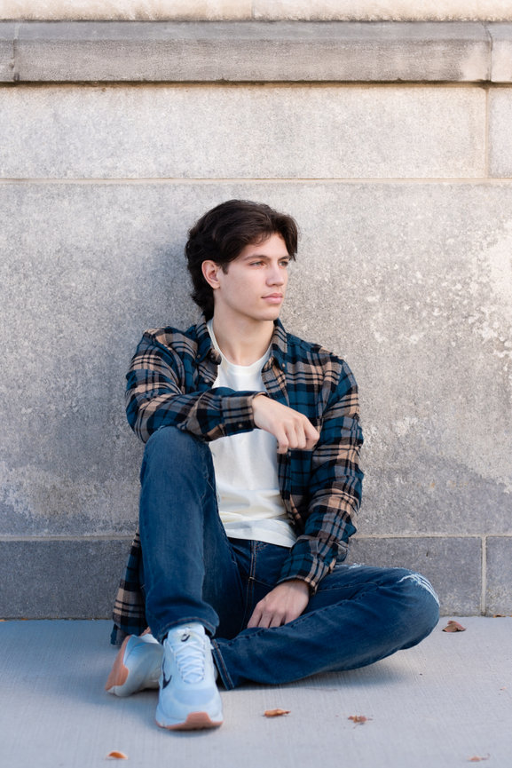 male senior portrait high school