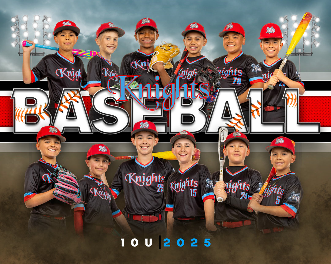 Baseball team composite poster with players in black uniforms.