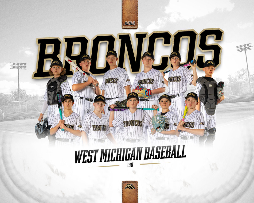 West Michigan baseball team poster with players arranged in a collage.