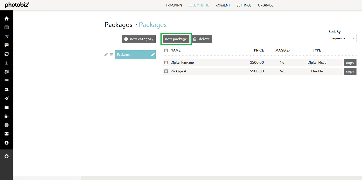 Set Up Flexible Packages in PhotoBiz Client Galleries