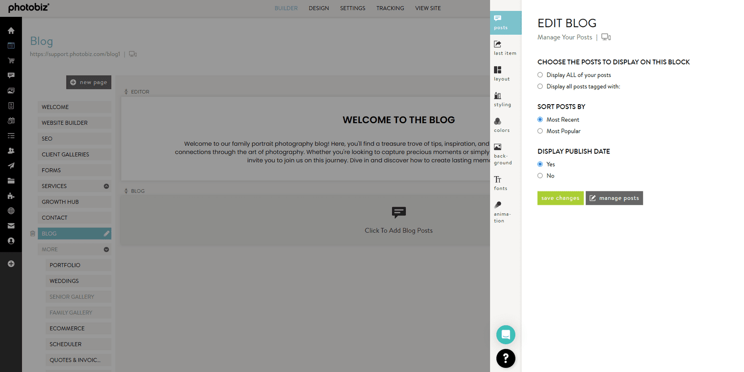 How To Use Blog Blocks - PhotoBiz Knowledge Base