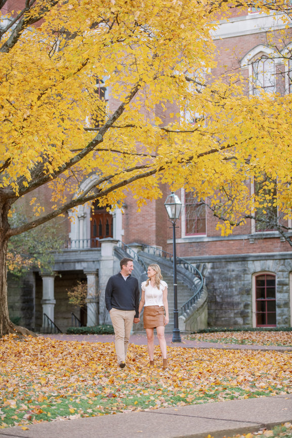 Engagement shoot on the campus of Vanderbilt University in Nashville, Tennessee by Heather Durham Photography.