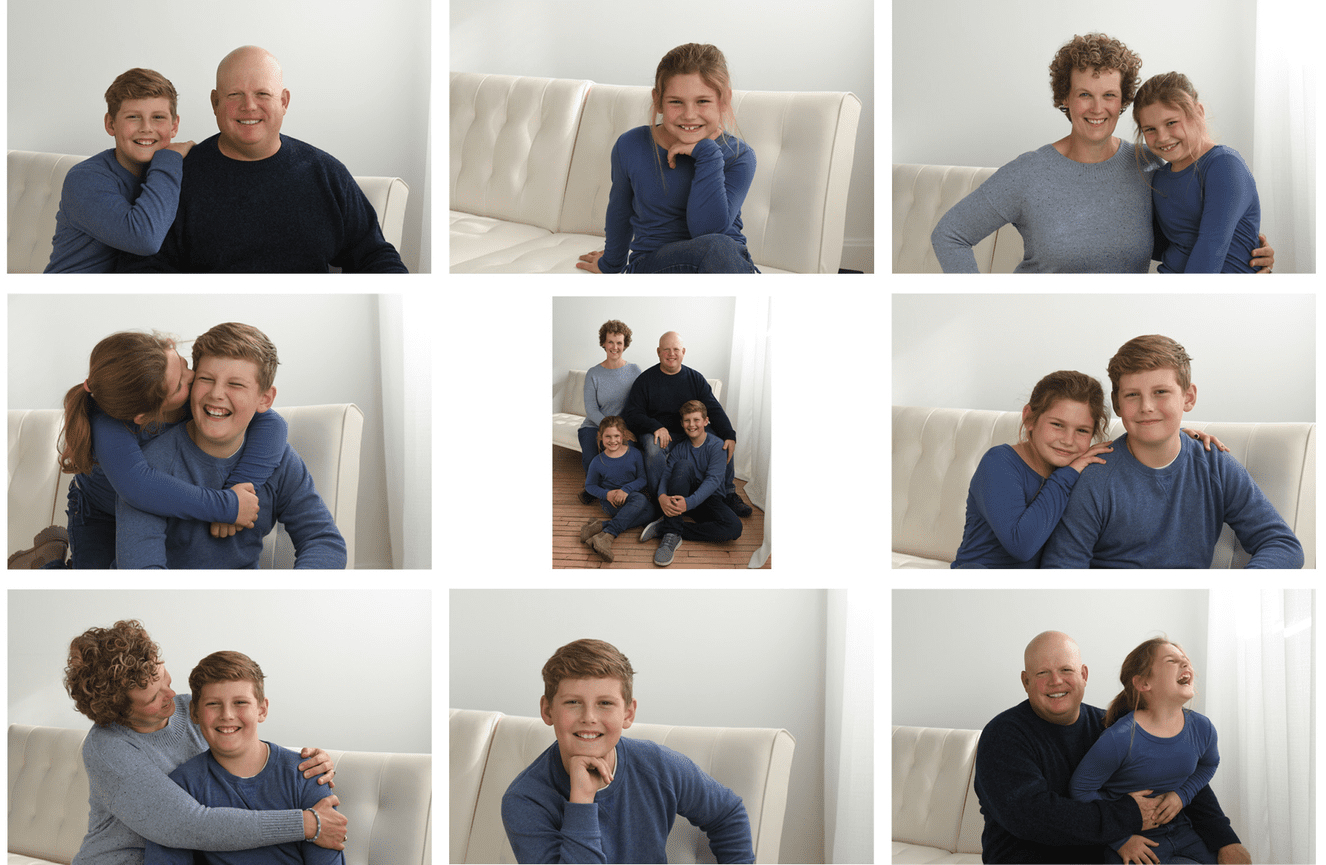 Happy parents with their young son and daughter.