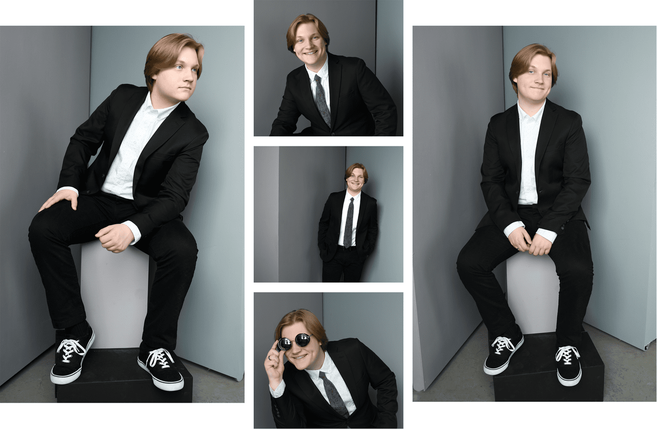 A show choir thespian young man poses as an actor.