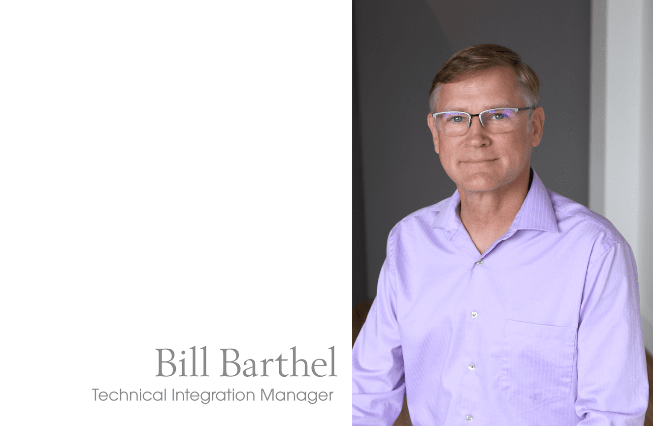 Technical Integration manager, Bill, poses for a headshot for his company website.
