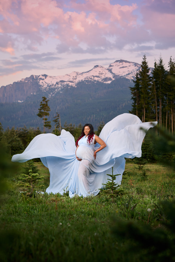 A pregnant mother at sunset, Red Rooster Ranch, Granite Falls WA